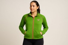 Reebok Performance Zip-Up Jacket - Size M - Bright Green Pink Accents