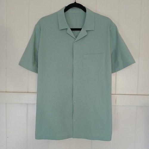 Camisa Lululemon Aireación Fácil A Presión Abotonada Para Hombres Grande Verde Manga Corta Elastizada