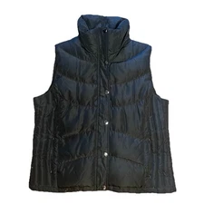 Kenneth Cole Reaction Puffer Vest Down Feather Filled Black Button  Womens XL