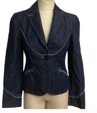 NWOT Marc Jacobs Y2K Arrow Pocket Dark Wash Blue Denim Blazer Size 8