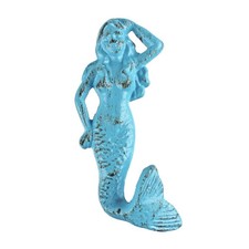 Cast Iron Mermaid Tail Wall Hook Towel Coat Hanger Rustic Blue Nautical Decor