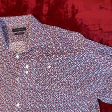 Tommy Hilfiger TH Flex Cool Athletic Fit Shirt Mens XL 17 34/35 Floral Red Blue