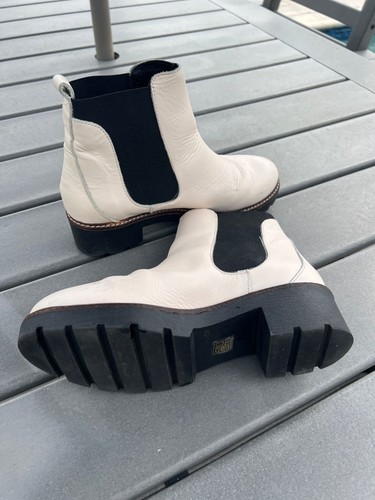 Anthropologie Dale Chelsea Damen Stiefeletten weiß Leder Plateau Größe 40 (9,5) - Bild 10 von 13