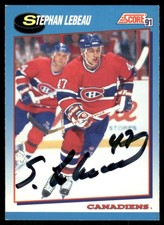 1991-92 Score Canadian Stephan Lebeau Auto Montreal Canadiens #494
