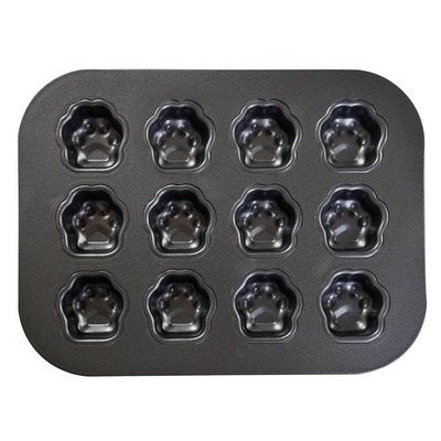 12 Cup Mini Dog Cat Paw Print Shaped Madeleine Baking Pan Nonstick Frozen Pup...