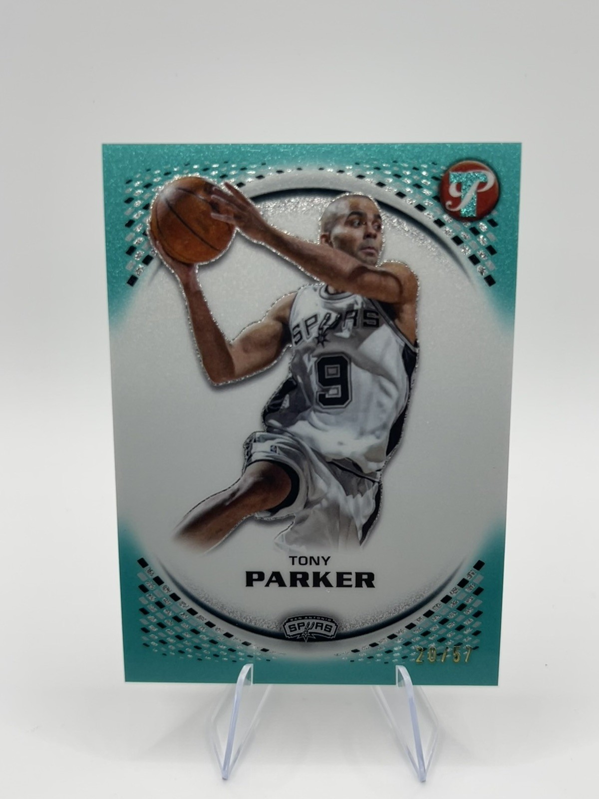 2025 Topps Pristine Tony Parker True Teal /57 San Antonio Spurs #106