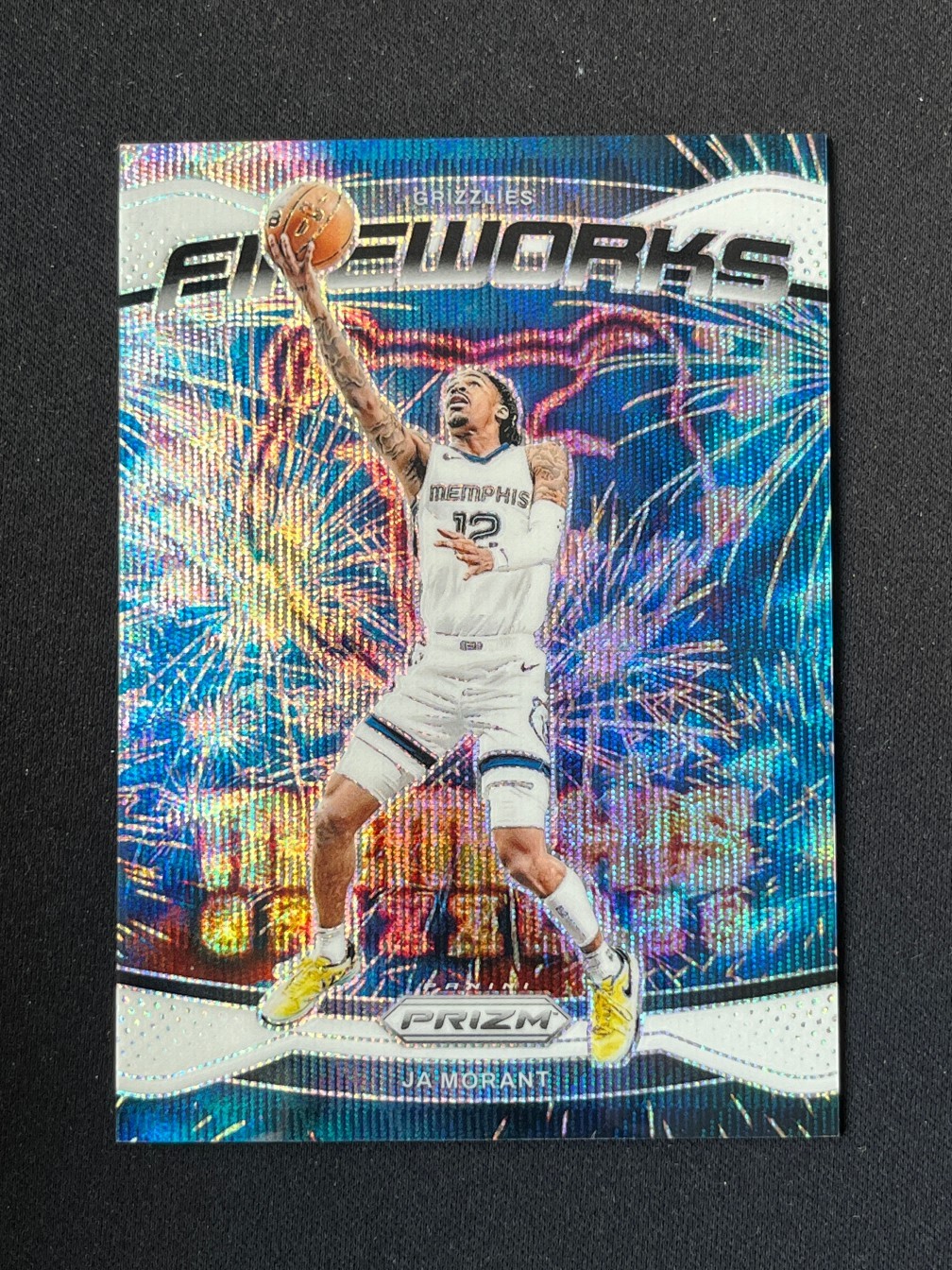 Ja Morant 2024-25 Panini Prizm Fireworks White Wave /20 #24