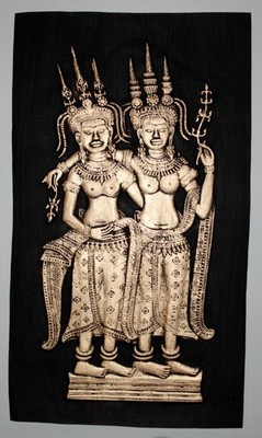 APSARA - ANKOR WAT - KAMBODSCHA - schwarz - gold - ca. 50 x 29,5 cm - (A 016)