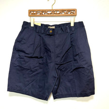 Vintage Bugle Boy Mens Navy No Wrinkle Khaki Shorts Pleated 38 Casual Golf NOS