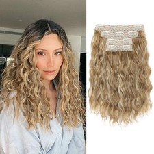 14" 4PCS Golden Blonde Wavy Hair Extensions for Women Daily Party 5E517712