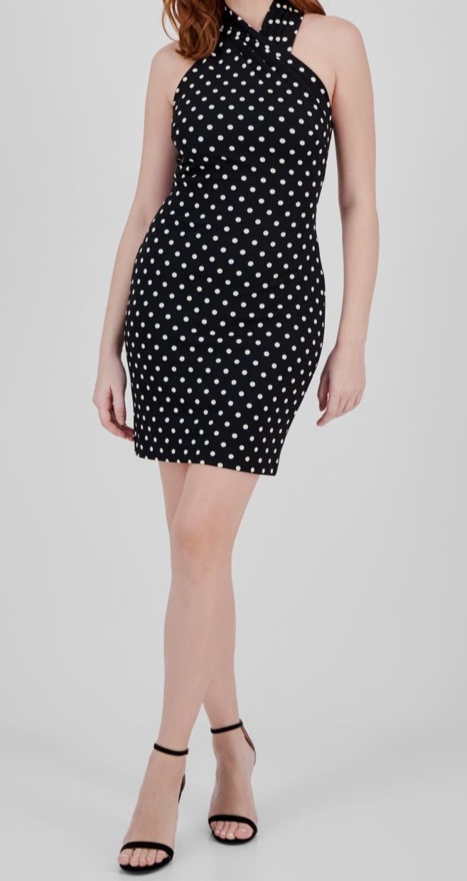 Rachel Rachel Roy Women's Black Polka Dot Pleated Halter Harland Dress Size S