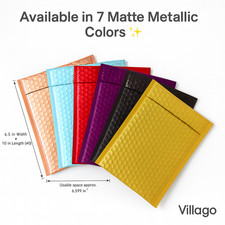 Any Color  0 6.5 x 10 Bubble Mailers Matte Metallic Poly Padded Envelopes