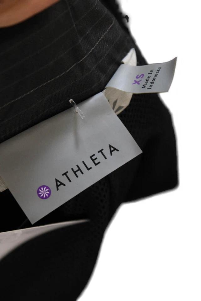 Chaqueta deportiva Athleta para mujer con capucha manga larga cremallera completa negra a rayas talla XS Foto 4 de 4