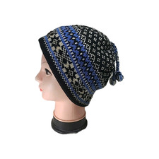 By/Par Filmar Lana Tejido Unisex Esquí Sombrero Borla Gorro CANADÁ Azul Negro y Crema