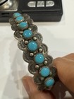 Vtg Famous Bell Trading Post Nickel Silver 13.127g Turquoise Cabochons Bracelet — photo 1