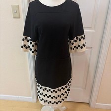 CHANEL Dot Pattern Knee-Length Dress Black/Beige Size 38 Excellent Condition