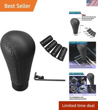 Art Deco Black 5 Speed Car Shift Knob - Pu Leather Metal Design