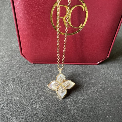 #ad #ad Roberto Coin Venetian Princess 18K Gold Mother of Pearl Diamond Necklace $497.00