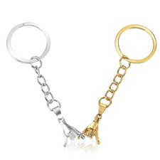 Ouligay 2Pcs Matching Couple Pinky Promise Keychain Gifts for Gold silver