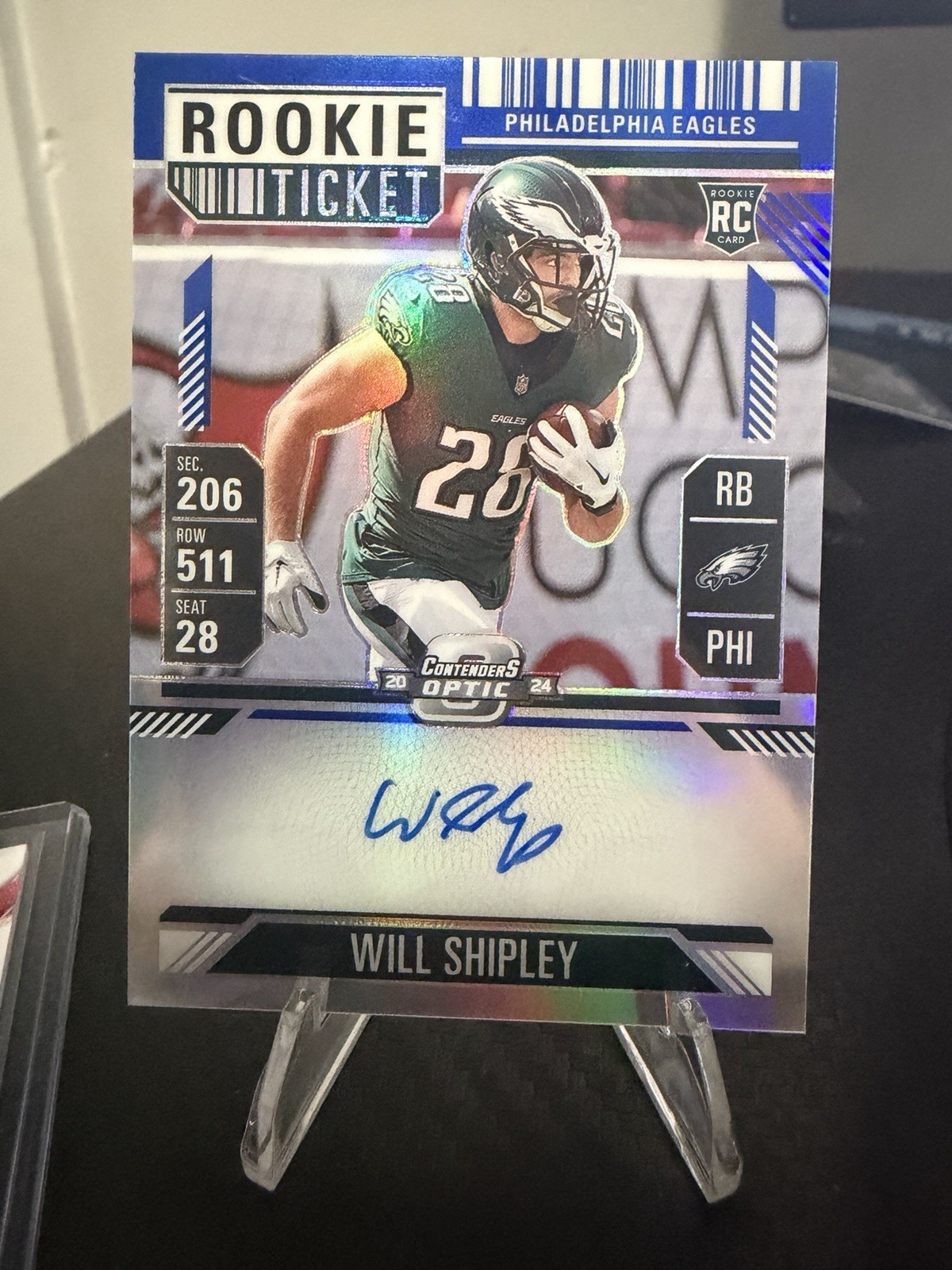 Will Shipley Panini Contenders Optic #127 Autograph Blue