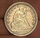 1874-s  seated Liberty quarter,  VF / EF , scarce date !