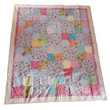 Handmade Hearts Dogs Valentines Multi color Quilt Crib Lap Blanket 46"  54"