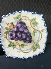 Bella Casa By Ganz 3D Decorative Grape Wall Plate 8.5" Ceramic