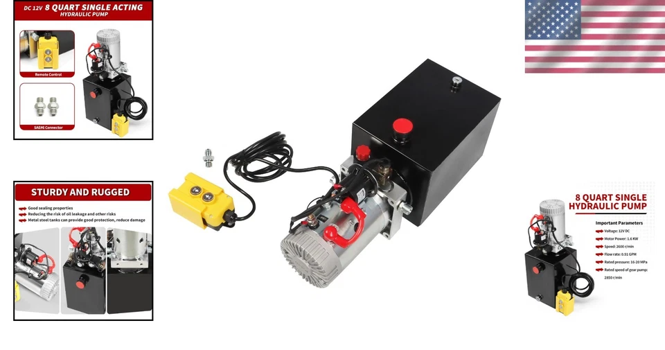 Heavy-Duty 12V Hydraulic Dump Trailer Pump - Fast Lifting & Remote Control - Image 2 of 4