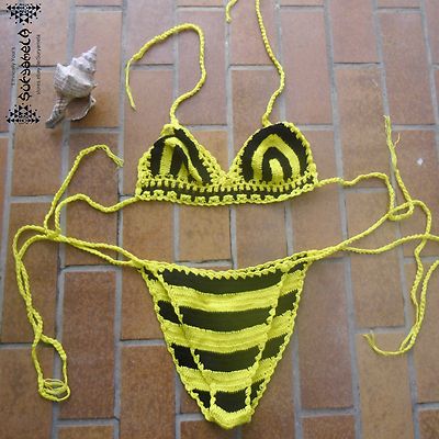Häkelbikini Bikini crochet Hippie ethno Goa  Ibiza brazil neu psy inde Strick S