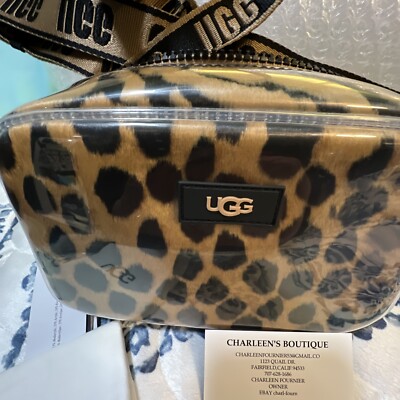 $125 UGG Janey II Clear Sheepskin Plush Crossbody Belt Bag Leopard