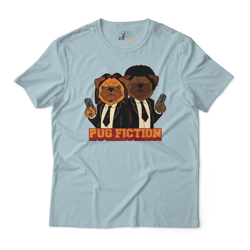 Pug Fiction Dogs Pulp Fiction Joke Graphic Art Novelty Tee Funny T-Shirt - Picture 7 of 11
