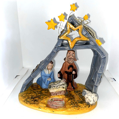 Blue Sky Clay Works Nativity Tea Light Holder 2009