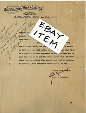 1912 LETTERHEAD Santa Anna Texas L O GARRETT Leon Shield FIRST STATE BANK TRUST