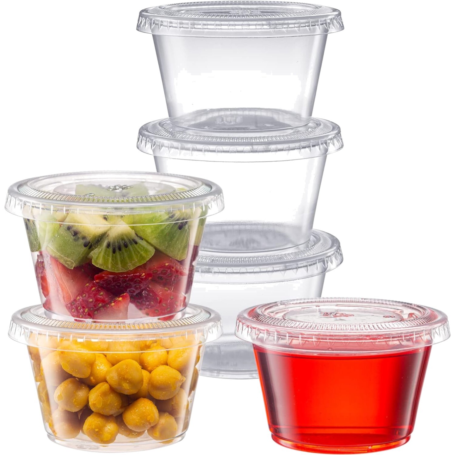 Versatile 100 Pack of 4 oz. Clear Condiment Containers with Secure-Locking Lids