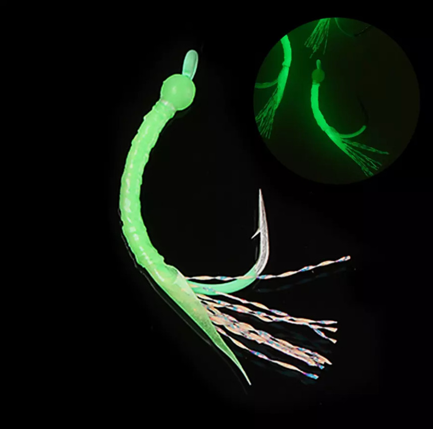 6pcs Luminous Beadhead Flies For Sabiki Rigs Saltwater Lures Fishing Hook 3# - Image 5