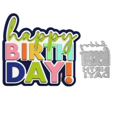 Happy Birthday Wishes Words Embossing Metal Cutting Dies for Card Making and ...