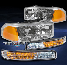 For 1999-2007 Gmc Sierra2000 Yukon Chrome Headlights Lamps Wled Bumper Signal