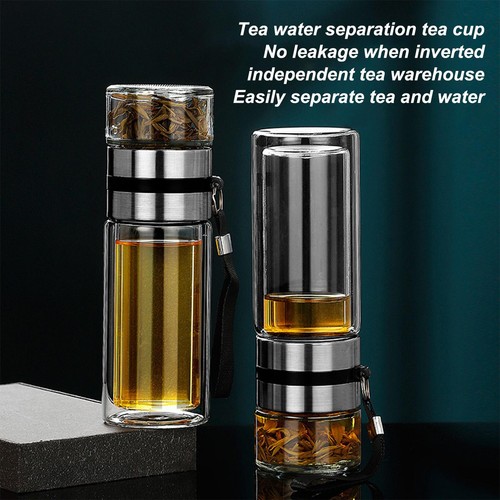 Portable Double Wall Glass Tea Infuser Home And Travel Water Separation Bottle - Picture 12 of 15
