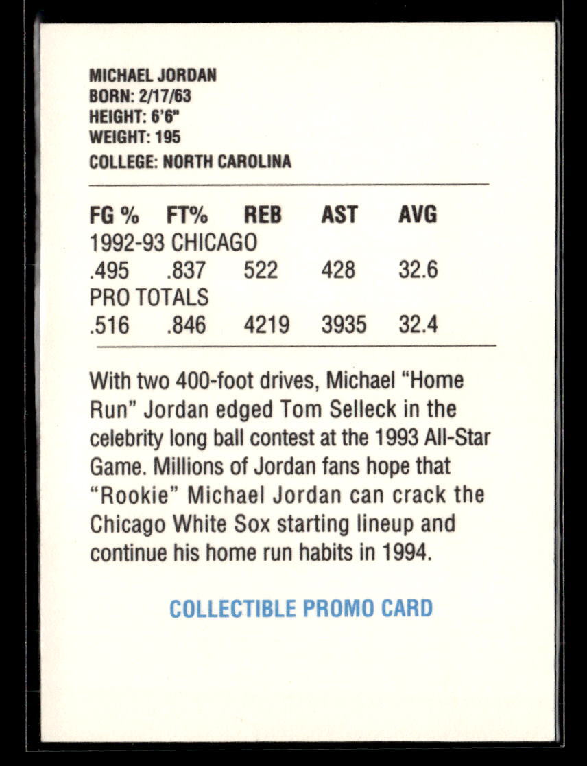 Collectible Michael Jordan PROMO BASEBALL CARD eBay