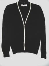 KINLOCH ANDERSON Cardigan Sweater Black Pure Lambswool V-Neck Long Sleeve Women