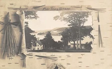 Bucksport-Prospect ME~Vw of Fort Knox on the River~Pine Needle Border~RPPC 1907