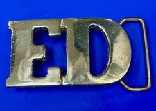 Custom Name Ed - Vintage Block Letter Cutout Solid Brass Belt Buckle