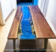 30"x72" Luxury Epoxy Resin Dining Table Unique Resin River Table for Modern Home