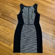 Ann Taylor LOFT Dress Women Size 6 Petite Black Plaid Sleeveless Career Workwear