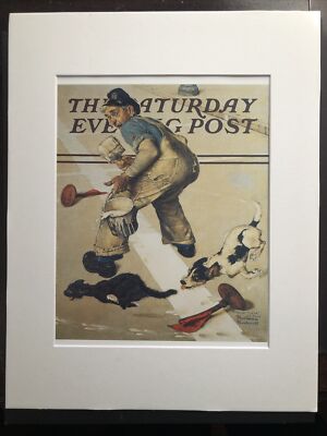 Norman Rockwell ''Road Line Painter's Problem'' 11 x 14 Matted Art Print-1937