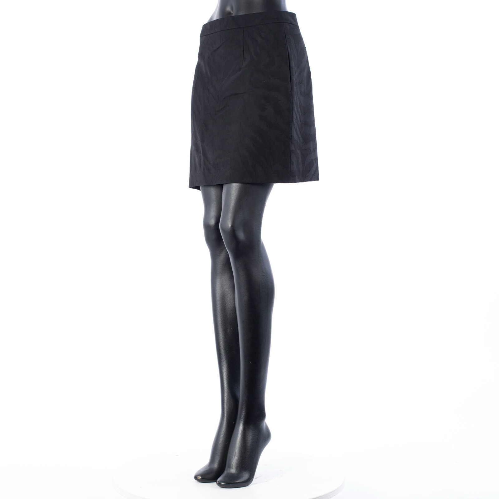 Minigonna nera SAINT LAURENT 1050 $ stampa zebrata lana fodera in seta