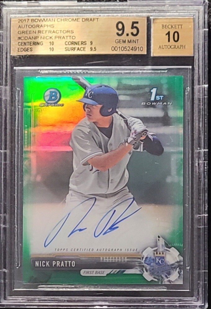 2017 BOWMAN CHROME DRAFT NICK PRATTO /99 GREEN REF BGS 9.5 10 AUTO