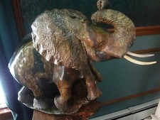 African Verdite Elephant Family Sculpture, Large and Magnificent - Gideon Ume