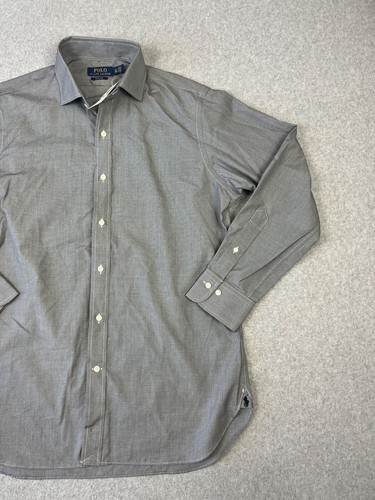 Polo Ralph Lauren camicia uomo 15,5-32/33 grigio micropiede di cane manica lunga bottone - Foto 3 di 11
