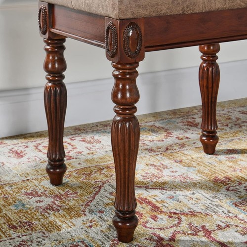 Elegant Vanity Bench Stool with Padded Cushion - Yellowish Brown 18.5"x14.2" - Picture 9 of 10